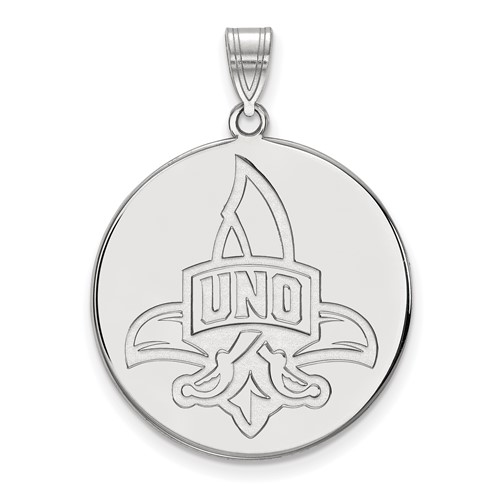Sterling Silver Rhodium-plated LogoArt University of New Orleans U-n-o Extra Large Disc Pendant