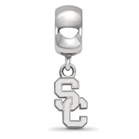 Sterling Silver Rhodium-plated LogoArt University of Southern California S-c Extra Small Dangle Bead Charm view 2