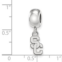 Sterling Silver Rhodium-plated LogoArt University of Southern California S-c Extra Small Dangle Bead Charm view 3
