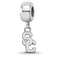 Sterling Silver Rhodium-plated LogoArt University of Southern California S-c Extra Small Dangle Bead Charm view 1