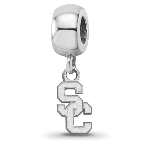 Sterling Silver Rhodium-plated LogoArt University of Southern California S-c Extra Small Dangle Bead Charm