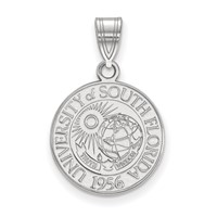 Sterling Silver Rhodium-plated LogoArt University of South Florida Medium Crest Pendant view 1