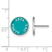 Sterling Silver Rhodium-plated LogoArt Zeta Tau Alpha Sorority Text Color Enamel Post Earrings view 2