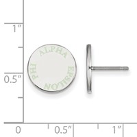 Sterling Silver Rhodium-plated LogoArt Alpha Epsilon Phi Sorority Text Color Enamel Post Earrings view 2