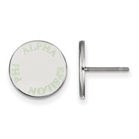Sterling Silver Rhodium-plated LogoArt Alpha Epsilon Phi Sorority Text Color Enamel Post Earrings view 1