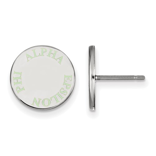 Sterling Silver Rhodium-plated LogoArt Alpha Epsilon Phi Sorority Text Color Enamel Post Earrings