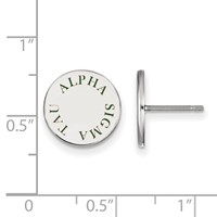 Sterling Silver Rhodium-plated LogoArt Alpha Sigma Tau Sorority Text Color Enamel Post Earrings view 2