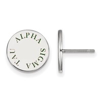 Sterling Silver Rhodium-plated LogoArt Alpha Sigma Tau Sorority Text Color Enamel Post Earrings view 1