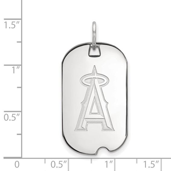 Sterling Silver Rhodium Plated Major League Baseball LogoArt Los Angeles Angels Dog Tag Pendant