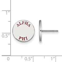 Sterling Silver Rhodium-plated LogoArt Alpha Phi Sorority Text Color Enamel Post Earrings view 2