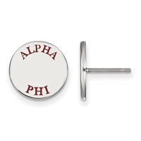 Sterling Silver Rhodium-plated LogoArt Alpha Phi Sorority Text Color Enamel Post Earrings view 1