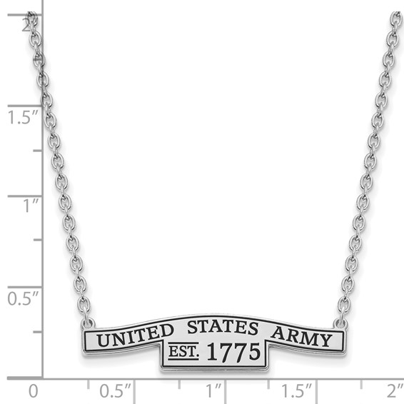 Sterling Silver United States Army Epoxied Small Bar Necklace