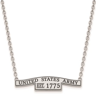 Sterling Silver United States Army Epoxied Small Bar Necklace