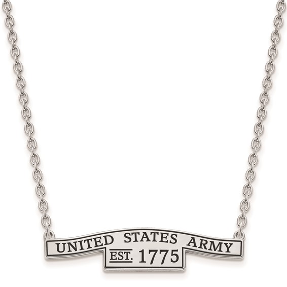 Sterling Silver United States Army Epoxied Small Bar Necklace