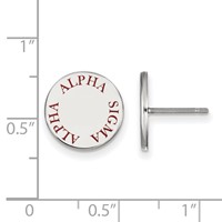 Sterling Silver Rhodium-plated LogoArt Alpha Sigma Alpha Sorority Text Color Enamel Post Earrings view 2