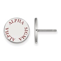 Sterling Silver Rhodium-plated LogoArt Alpha Sigma Alpha Sorority Text Color Enamel Post Earrings view 1