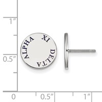 Sterling Silver Rhodium-plated LogoArt Alpha Xi Delta Sorority Text Color Enamel Post Earrings view 2