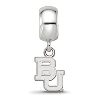 Sterling Silver Rhodium-plated LogoArt Baylor University Bears Extra Small Dangle Bead Charm view 3