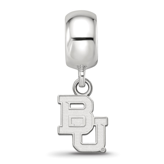 Sterling Silver Rhodium-plated LogoArt Baylor University Bears Extra Small Dangle Bead Charm