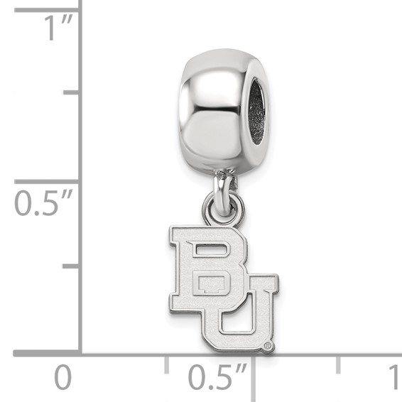 Sterling Silver Rhodium-plated LogoArt Baylor University Bears Extra Small Dangle Bead Charm