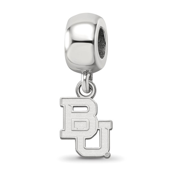 Sterling Silver Rhodium-plated LogoArt Baylor University Bears Extra Small Dangle Bead Charm