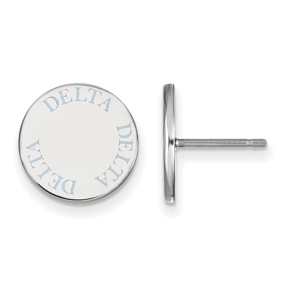 Sterling Silver Rhodium-plated LogoArt Delta Delta Delta Sorority Text Color Enamel Post Earrings