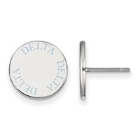 Sterling Silver Rhodium-plated LogoArt Delta Delta Delta Sorority Text Color Enamel Post Earrings view 1