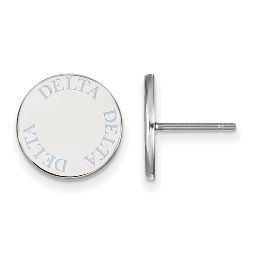 Sterling Silver Rhodium-plated LogoArt Delta Delta Delta Sorority Text Color Enamel Post Earrings