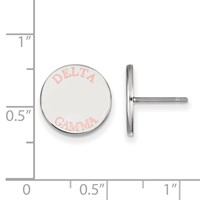 Sterling Silver Rhodium-plated LogoArt Delta Gamma Sorority Text Color Enamel Post Earrings view 2