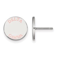 Sterling Silver Rhodium-plated LogoArt Delta Gamma Sorority Text Color Enamel Post Earrings view 1