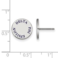 Sterling Silver Rhodium-plated LogoArt Delta Phi Epsilon Sorority Text Color Enamel Post Earrings view 2