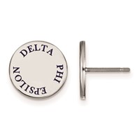 Sterling Silver Rhodium-plated LogoArt Delta Phi Epsilon Sorority Text Color Enamel Post Earrings view 1