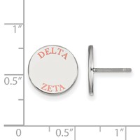 Sterling Silver Rhodium-plated LogoArt Delta Zeta Sorority Text Color Enamel Post Earrings view 2