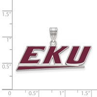 Sterling Silver Rhodium-plated LogoArt Eastern Kentucky University E-k-u Large Enameled Pendant view 2