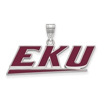 Sterling Silver Rhodium-plated LogoArt Eastern Kentucky University E-k-u Large Enameled Pendant view 1