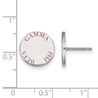 Sterling Silver Rhodium-plated LogoArt Gamma Phi Beta Sorority Text Color Enamel Post Earrings view 2