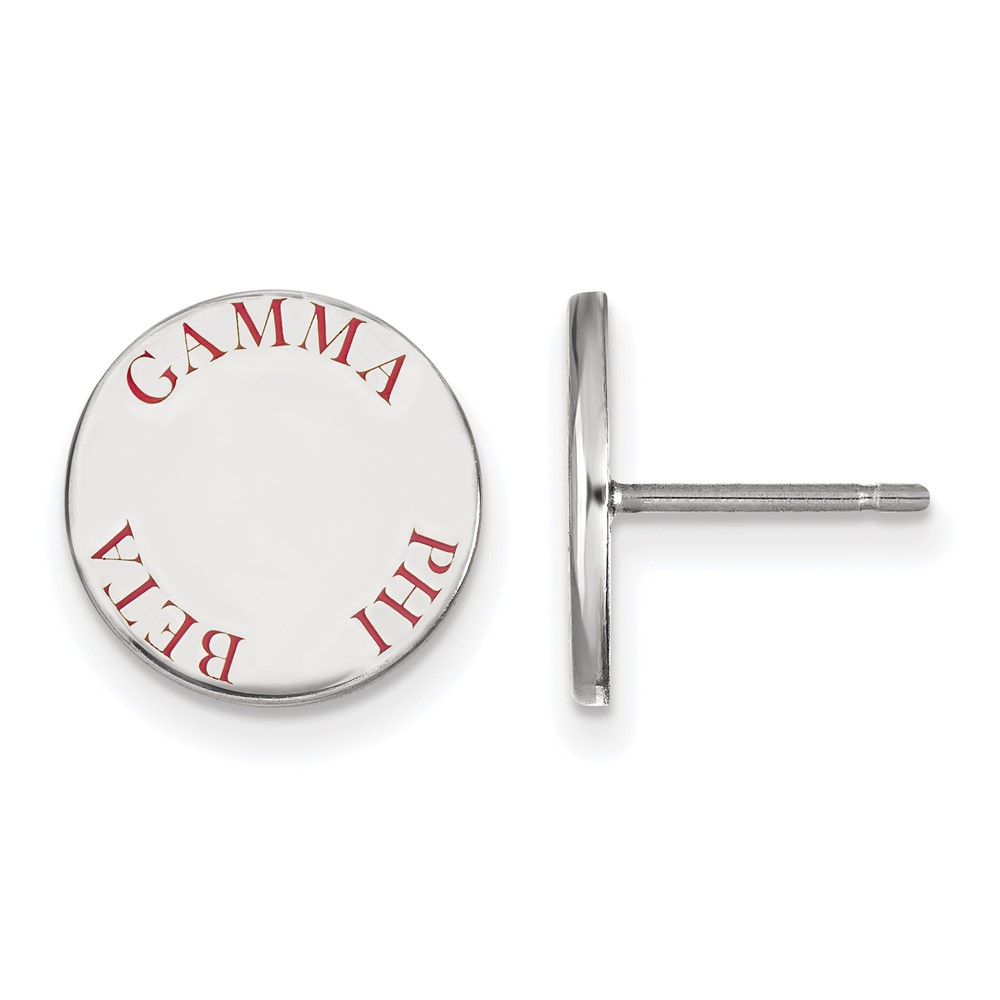 Sterling Silver Rhodium-plated LogoArt Gamma Phi Beta Sorority Text Color Enamel Post Earrings