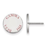 Sterling Silver Rhodium-plated LogoArt Gamma Phi Beta Sorority Text Color Enamel Post Earrings view 1