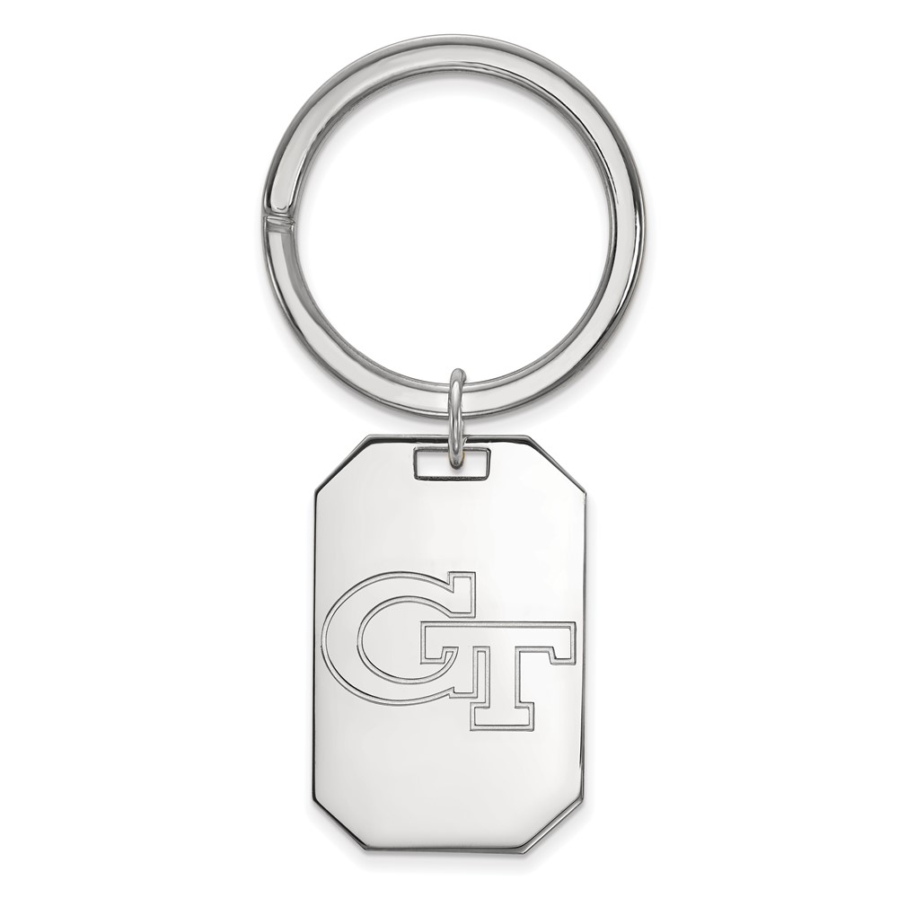 Sterling Silver Rhodium-plated LogoArt Georgia Institute of Technology G-t Key Ring