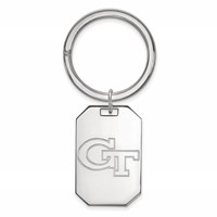 Sterling Silver Rhodium-plated LogoArt Georgia Institute of Technology G-t Key Ring view 1
