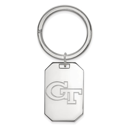 Sterling Silver Rhodium-plated LogoArt Georgia Institute of Technology G-t Key Ring