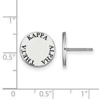 Sterling Silver Rhodium-plated LogoArt Kappa Alpha Theta Sorority Text Color Enamel Post Earrings view 2