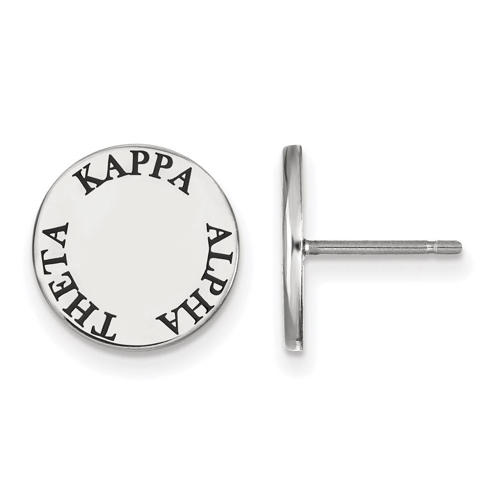 Sterling Silver Rhodium-plated LogoArt Kappa Alpha Theta Sorority Text Color Enamel Post Earrings