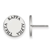 Sterling Silver Rhodium-plated LogoArt Kappa Alpha Theta Sorority Text Color Enamel Post Earrings view 1