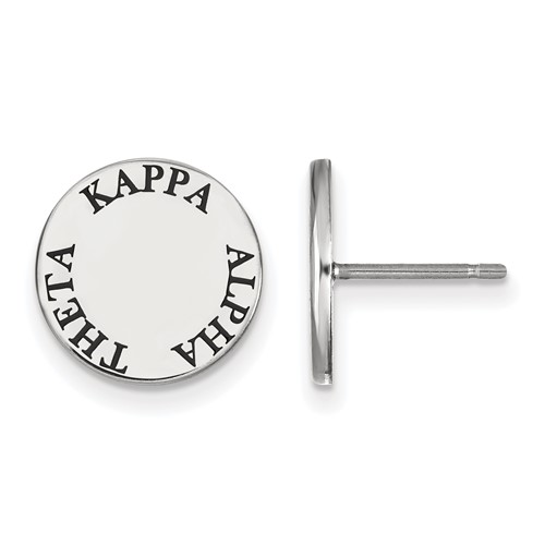 Sterling Silver Rhodium-plated LogoArt Kappa Alpha Theta Sorority Text Color Enamel Post Earrings
