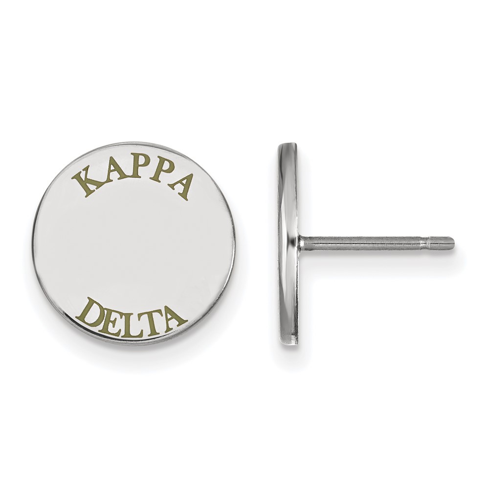 Sterling Silver Rhodium-plated LogoArt Kappa Delta Sorority Text Color Enamel Post Earrings