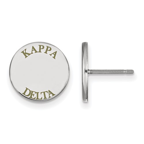 Sterling Silver Rhodium-plated LogoArt Kappa Delta Sorority Text Color Enamel Post Earrings