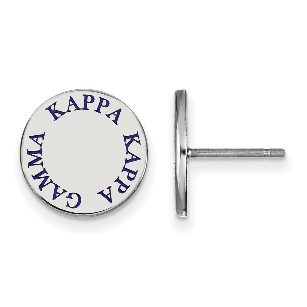 Sterling Silver Rhodium-plated LogoArt Kappa Kappa Gamma Sorority Text Color Enamel Post Earrings
