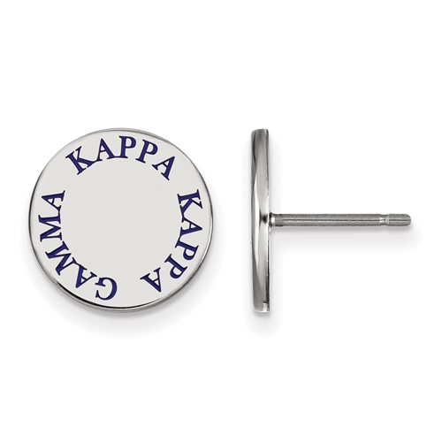 Sterling Silver Rhodium-plated LogoArt Kappa Kappa Gamma Sorority Text Color Enamel Post Earrings