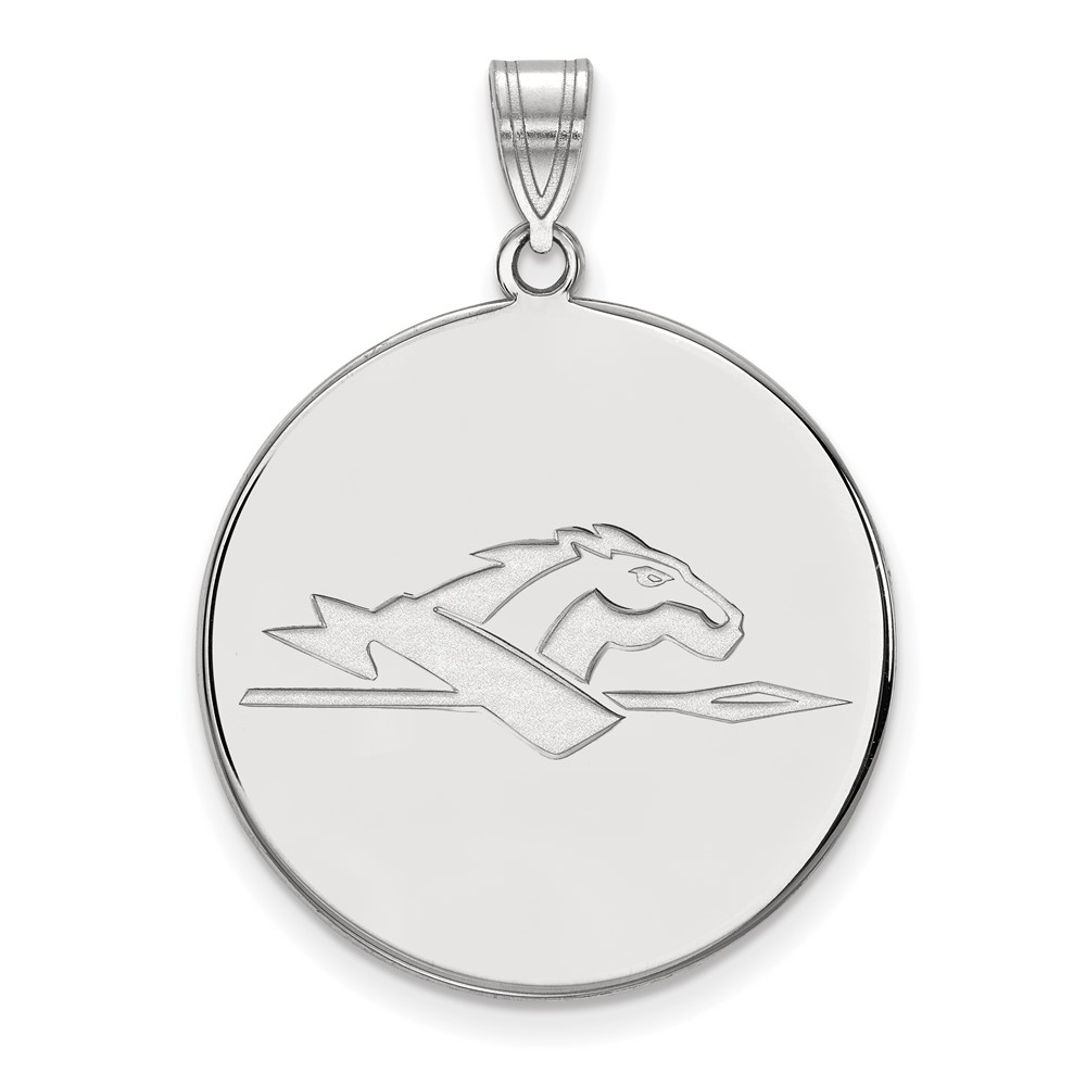 Sterling Silver Rhodium-plated LogoArt Longwood University Horse Extra Large Disc Pendant